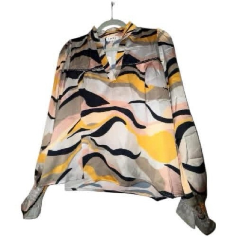 THML Abstract Wave Print Blouse - Yellow, Black, Cream, Pink, NEW WITH TAGS! XS!